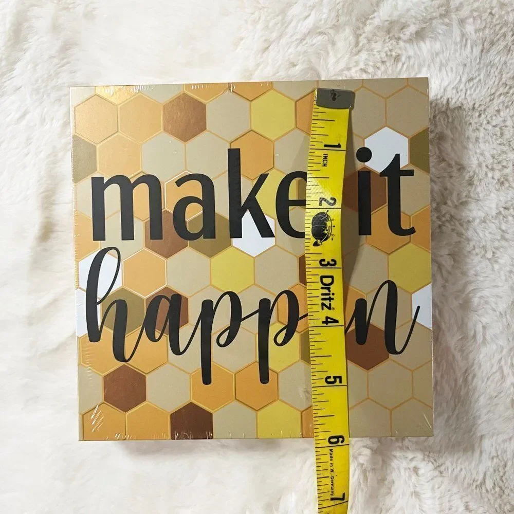 🔮 5/$25 Make‎ It Happen Gold, Yellow & Tan Honeycomb Wall Art